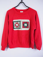 Load image into Gallery viewer, Vintage 90s Christmas slogan embroidered red sweatshirt top
