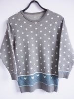 Load image into Gallery viewer, Vintage 80s minimalist polka dot grey sweater jumper
