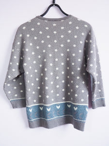 Vintage 80s minimalist polka dot grey sweater jumper