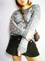 Load image into Gallery viewer, Vintage 80s minimalist polka dot grey sweater jumper
