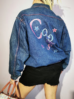 Load image into Gallery viewer, Vintage 80s oversized puffer dark denim zip bomber jacket
