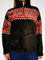 Load image into Gallery viewer, Vintage 90s 1/4 zipped fluffy Fair Isle sweatshirt jumper
