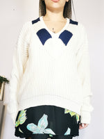 Load image into Gallery viewer, Vintage 90s Preppy off white oversize jumper
