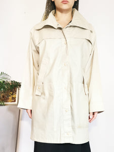 Vintage 80s beige minimalist buttoned thin raincoat