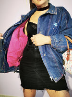 Load image into Gallery viewer, Vintage 80s oversized puffer dark denim zip bomber jacket
