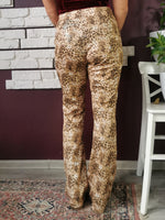 Load image into Gallery viewer, Vintage 90s animal print shimmer Kitsch flare leggings pants
