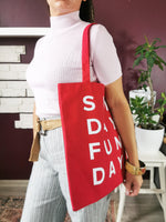 Load image into Gallery viewer, Vintage 90s slogan print red wave cotton tote Shopping bag
