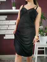Load image into Gallery viewer, Vintage 80s minimalist underwear midi black slip dress
