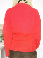 Load image into Gallery viewer, Vintage 90s Argyle print Preppy sweater jumper in red
