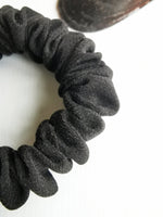 Load image into Gallery viewer, Handmade 100% SILK small black hair ponytail scrunchy
