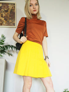 Vintage 70s hot yellow minimalist Tennis pleated mini skirt