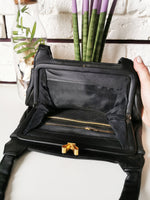 Load image into Gallery viewer, Vintage 60s black leather minimalist handbag
