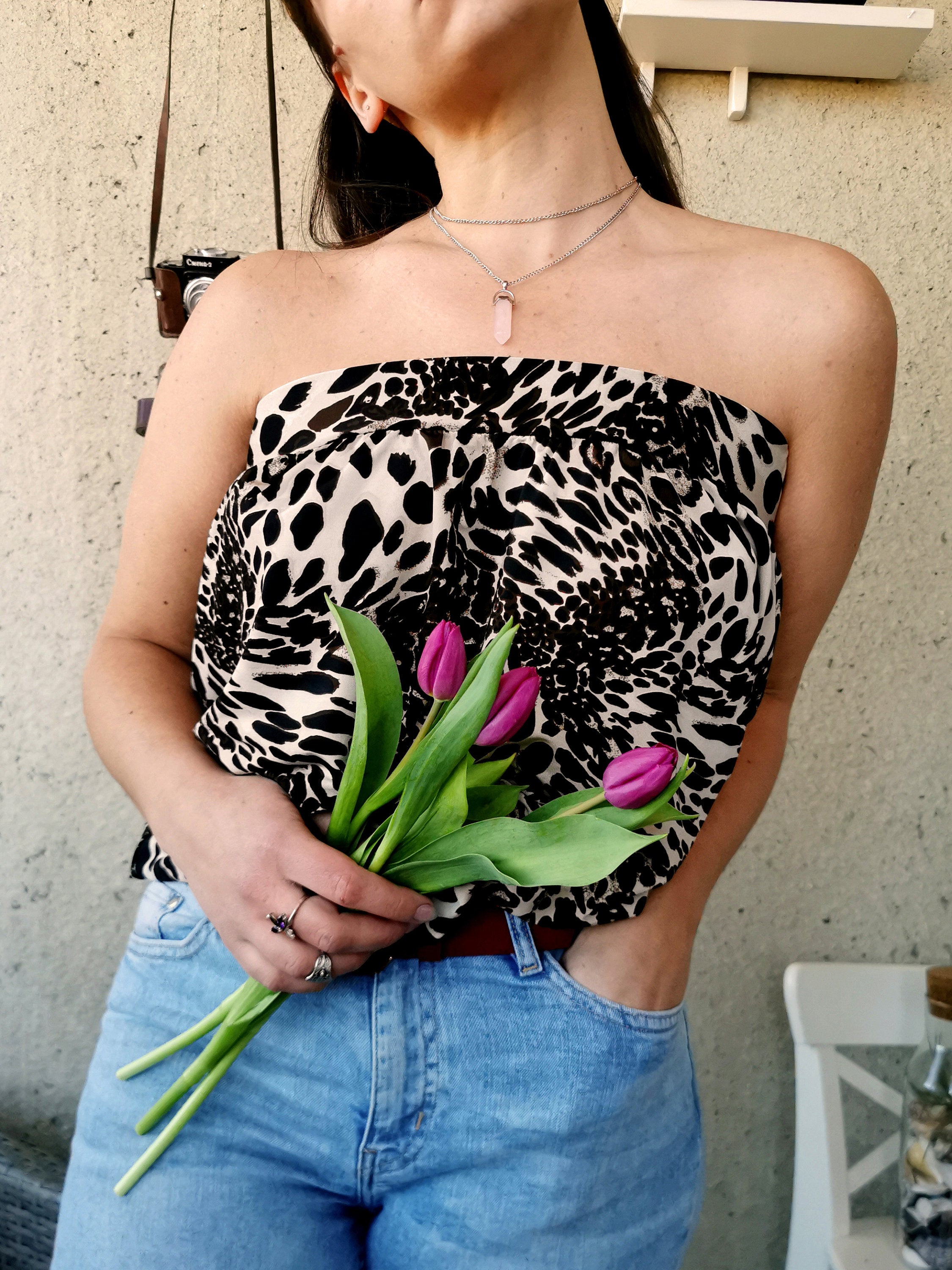 Vintage Y2K  leopard print sleeveless bandeau top