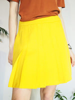 Load image into Gallery viewer, Vintage 70s hot yellow minimalist Tennis pleated mini skirt
