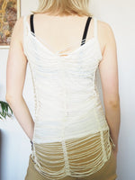 Load image into Gallery viewer, Vintage 90s beaded crochet white party top
