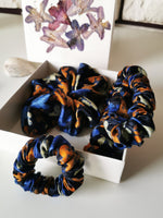 Load image into Gallery viewer, Handmade 3 pieces 100% SILK floral hair Scrunchies &amp; Headband set
