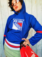 Load image into Gallery viewer, Vintage 90s blue pullover jumper with a hood
