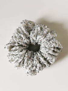 Handmade sequin silver hair ponytail scrunchy