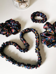 Handmade 100% SILK navy blue floral Bath & SPA hair secure headband