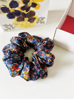 Load image into Gallery viewer, Silk Handmade MEDIUM floral 100% SILK hair scrunchy

