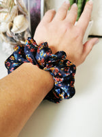 Load image into Gallery viewer, Silk Handmade MEDIUM floral 100% SILK hair scrunchy
