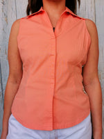 Load image into Gallery viewer, Vintage 80s minimalist peach pink pastel button blouse top
