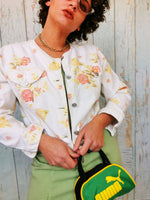 Load image into Gallery viewer, Vintage 90s flower print white jeans button down jacket
