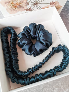 Handmade 2 pieces navy blue hair scrunchy & Headband set