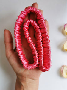 Handmade 4 pieces fuchsia pink hair scrunchies & Headband set