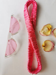 Handmade 100% SILK fuchsia pink Bath & SPA hair secure headband