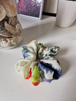 Load image into Gallery viewer, Handmade MEDIUM floral 100% SILK hair scrunchy
