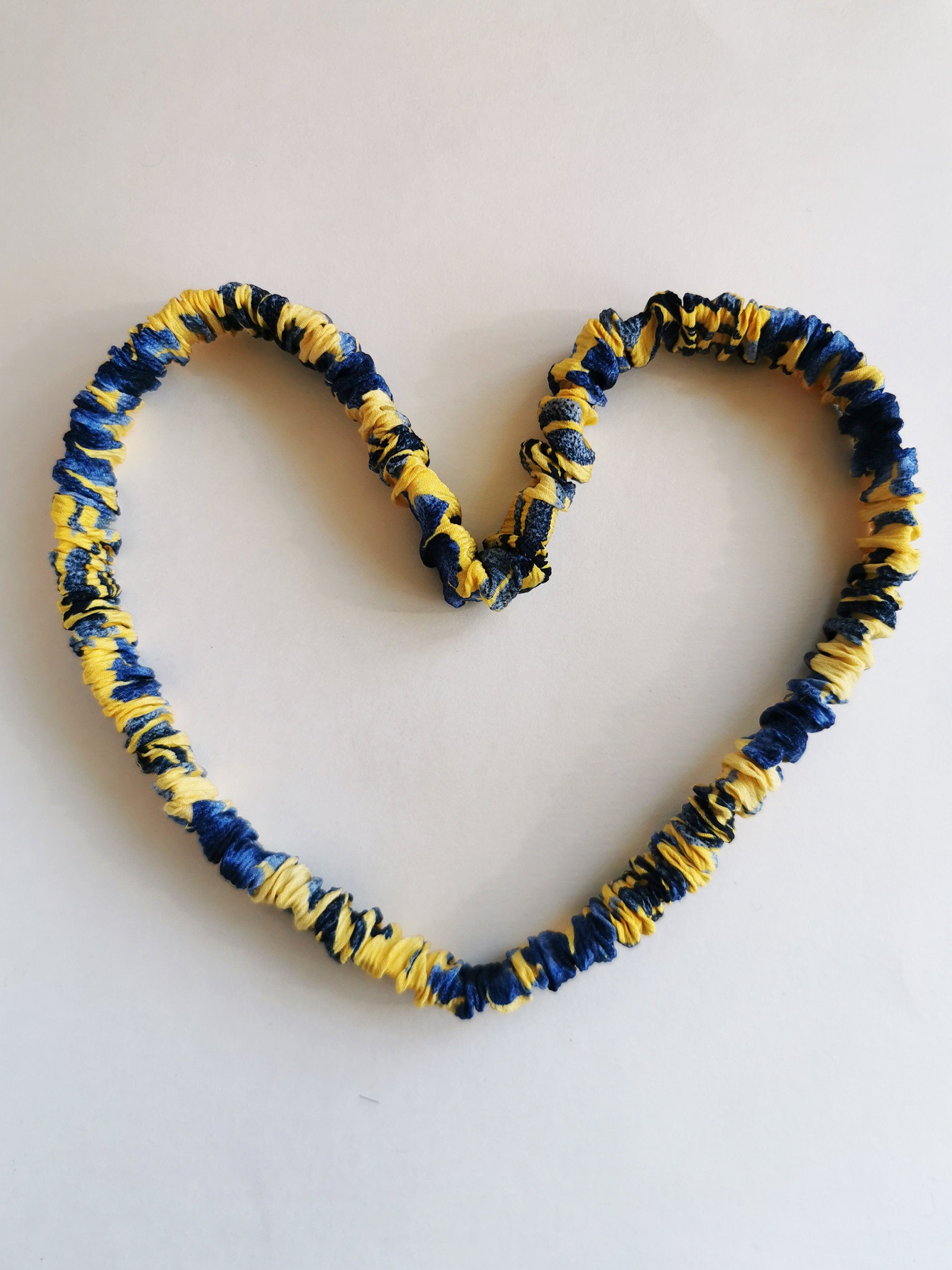 Handmade 100% SILK blue yellow floral Bath & SPA hair secure headband