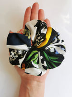 Load image into Gallery viewer, Handmade BIG colorful floral 100% SILK hair scrunchy
