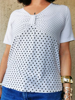 Load image into Gallery viewer, Vintage 80s black &amp; white polka dot minimalist top
