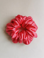 Load image into Gallery viewer, Handmade MEDIUM fuchsia pink 100% SILK hair scrunchy
