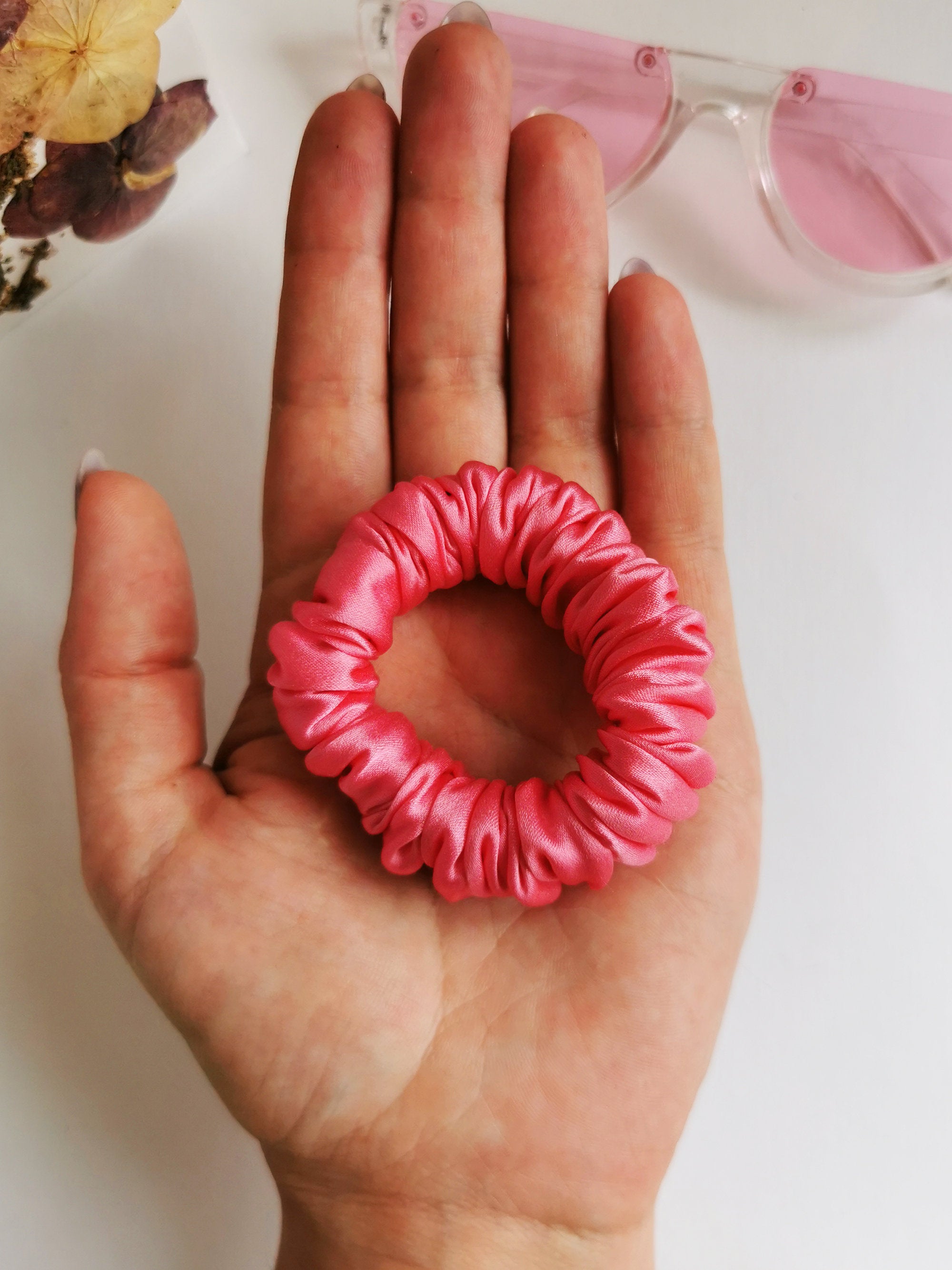 Handmade 4 pieces fuchsia pink hair scrunchies & Headband set