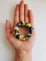 Load image into Gallery viewer, Handmade 2 pieces blue yellow floral hair scrunchy &amp; Headband set
