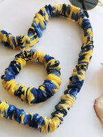 Load image into Gallery viewer, Handmade 2 pieces blue yellow floral hair scrunchy &amp; Headband set
