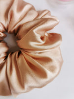 Load image into Gallery viewer, Handmade BIG nude rose gold pink 100% SILK hair scrunchy
