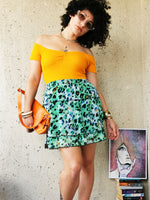 Load image into Gallery viewer, Vintage 90s green animal print ruffle Kitsch mini skirt
