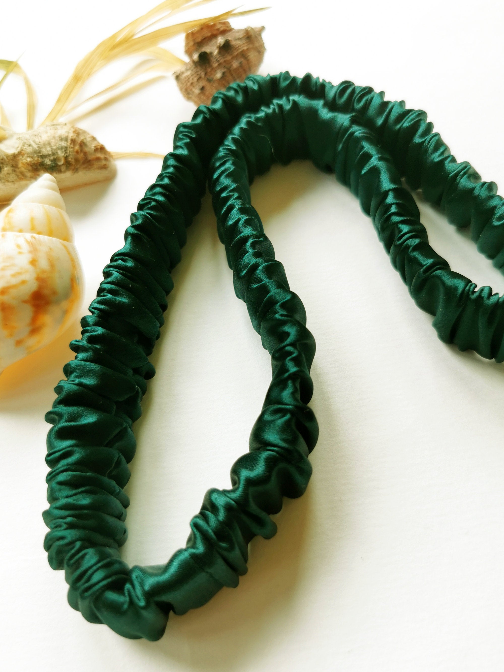 Handmade 100% SILK emerald green Bath & SPA hair secure headband