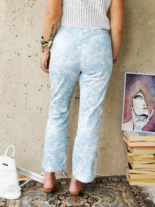 Vintage 90s Vintage high waist blue floral print jeans pants