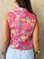 Load image into Gallery viewer, Vintage 90s colorful floral cotton light vest gilet top
