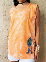 Load image into Gallery viewer, Vintage Y2K orange tie dye cotton sleeveless t-shirt tee
