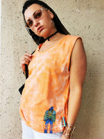 Load image into Gallery viewer, Vintage Y2K orange tie dye cotton sleeveless t-shirt tee
