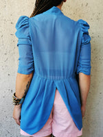 Load image into Gallery viewer, Vintage 80s transparent deep V one button blouse top
