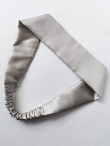 Handmade 100% Silk silver metal grey hair secure headband