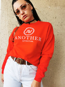 Vintage 90s Logo embroidered red sweatshirt top