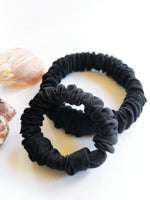 Load image into Gallery viewer, Handmade 2 pieces black 100% SILK hair Scrunchies set
