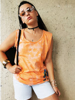 Load image into Gallery viewer, Vintage Y2K orange tie dye cotton sleeveless t-shirt tee
